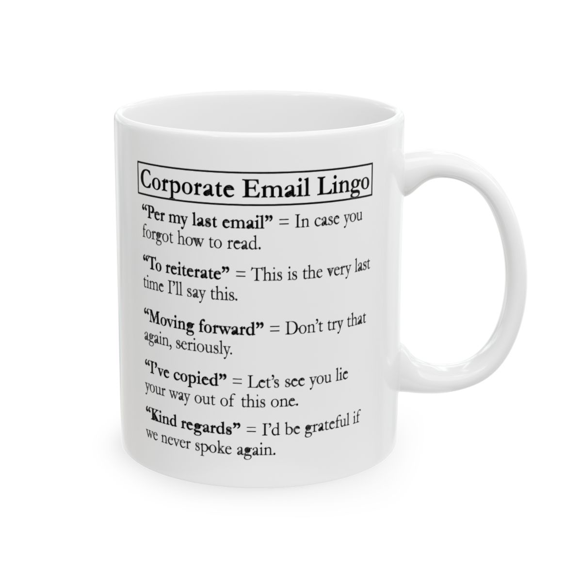 Corporate Email Lingo Meaning List Ceramic Mug - Official mugs merchandise